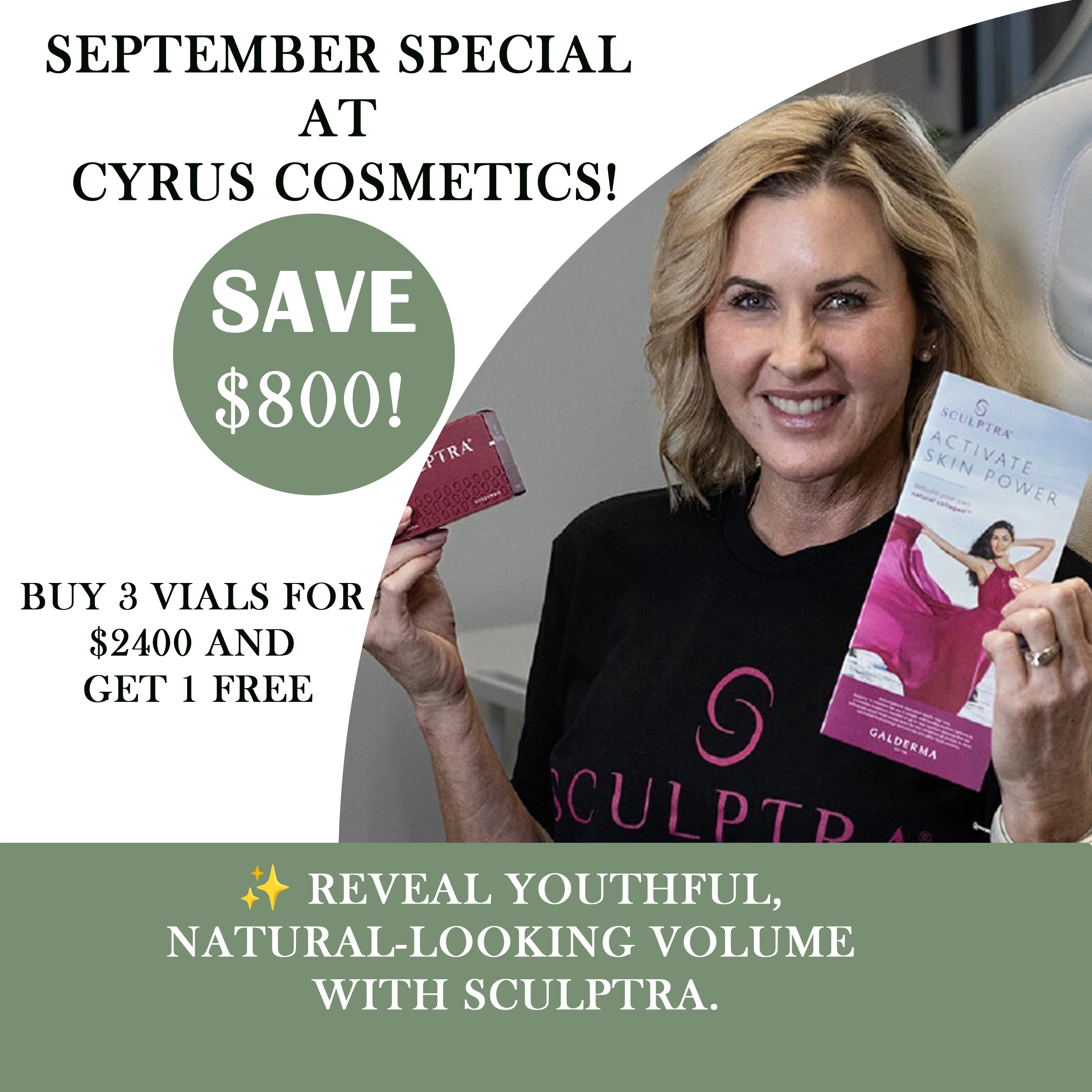 September Sculptra Special: Buy 3 vials, get 1 free — Save $800