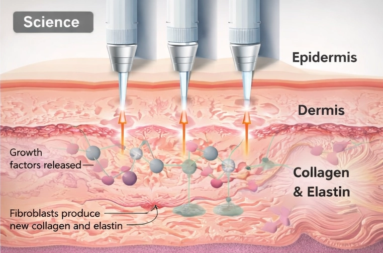 collagen production process after microneedling treatment diagram